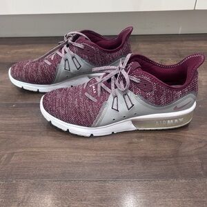 Nike Women’s Maroon and Gray Air Max Knit Sneakers